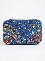 Starlight Hand Embellished Blue Pouch