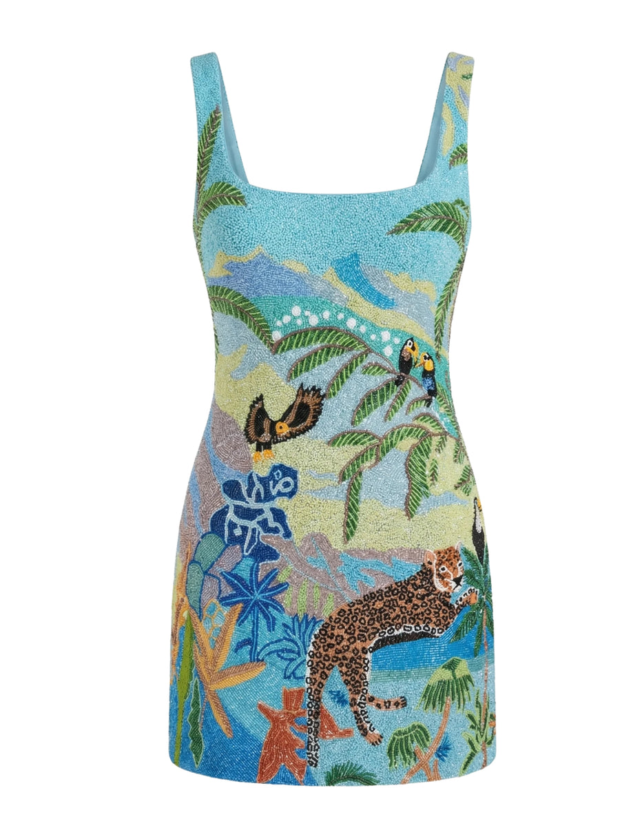 Paradise Safari Beaded Mini Dress