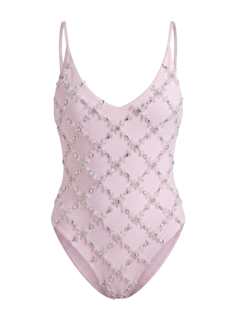 Rose Elegant High Cut Leg Swimsuit in Pink