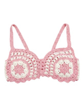 Rosy Daisy Crochet Crop Top Pink