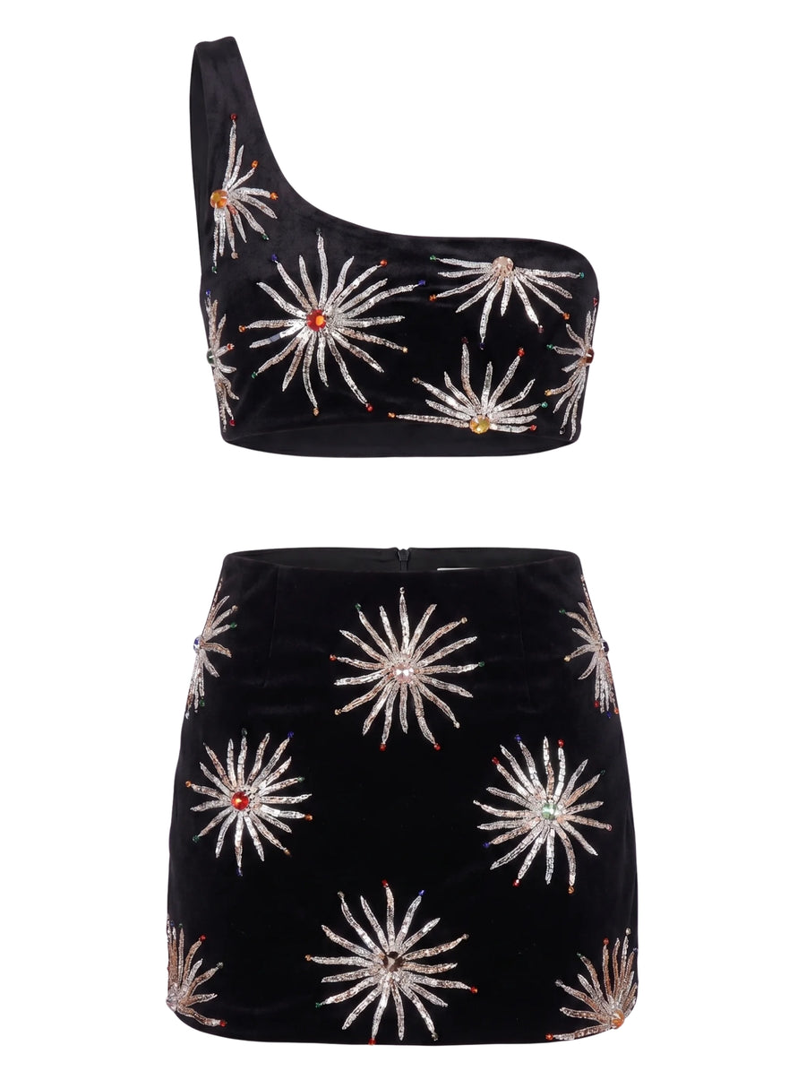 Callie Co-ord Luxe Mini Skirt Black