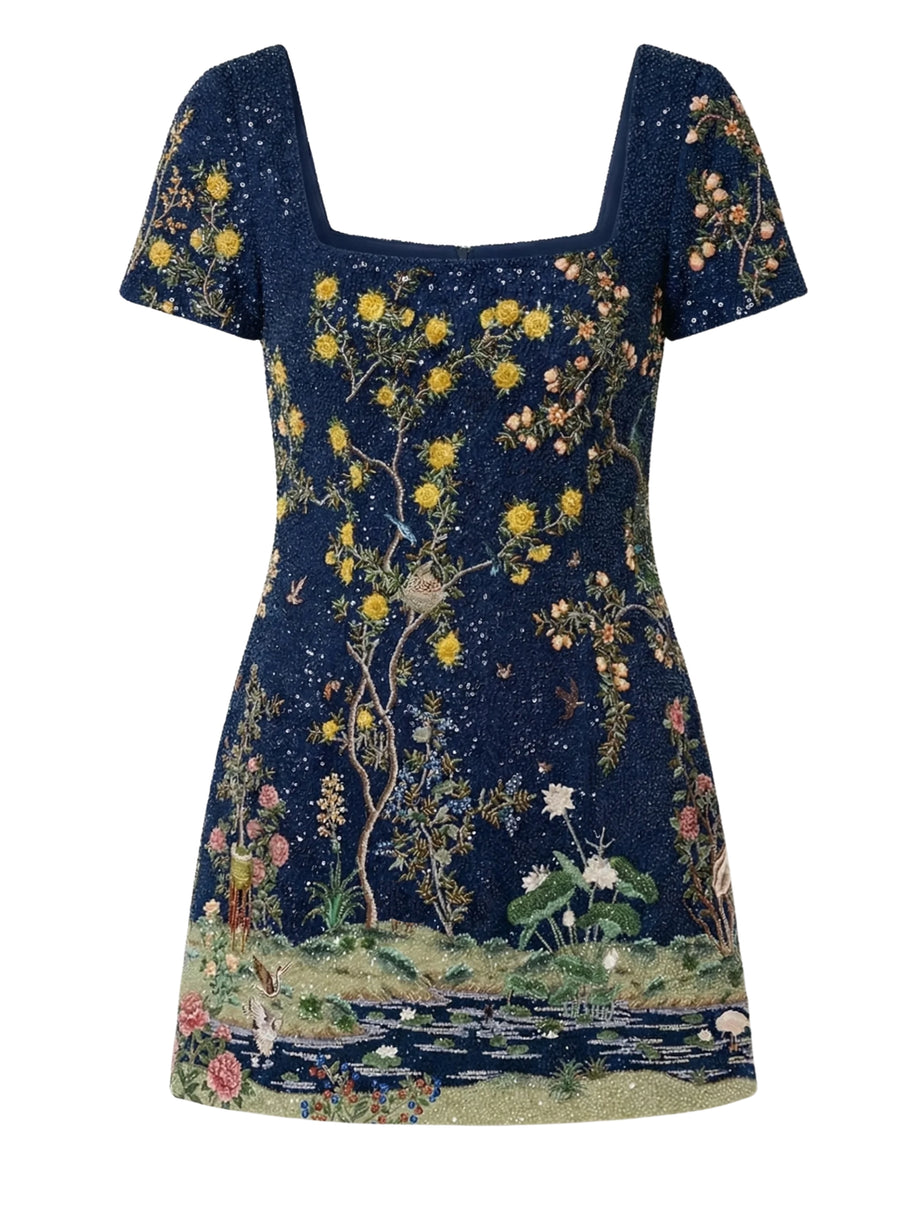 Navy Enchanted Garden Mini Dress