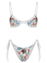 Los Angeles Hand-Embroidered Bikini Top White