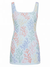 Riviera Coral Hand-Beaded White Mini Dress
