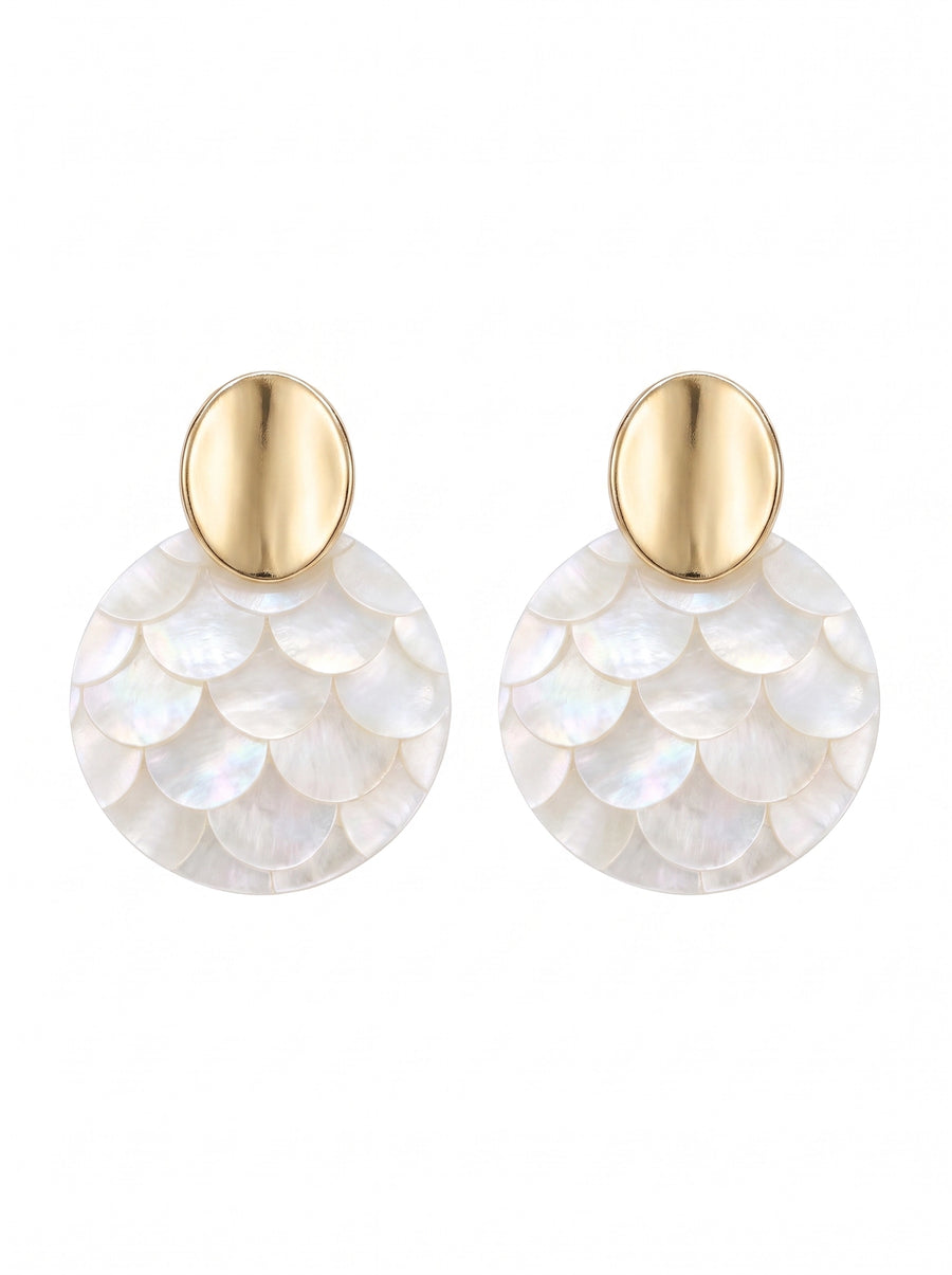 Scale White Gold Earrings
