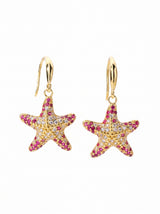 Red Starfish Gold Earrings