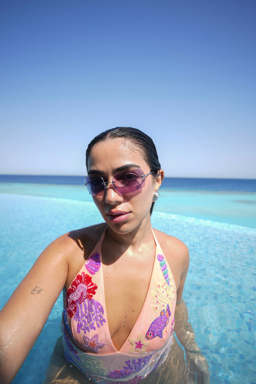 Oceanus x The Red Sea نور Noor Swimsuit in Coral