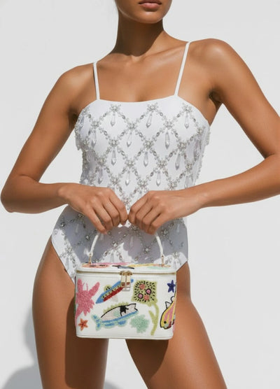 Arizona Vanity Hand-Embroidered Bag White