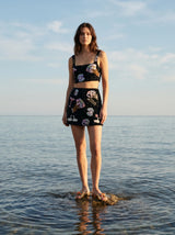 Vegas Beaded Mini Black Party Beach Co-ord Top in Stock