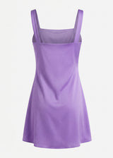 Purple slip dress on a white background