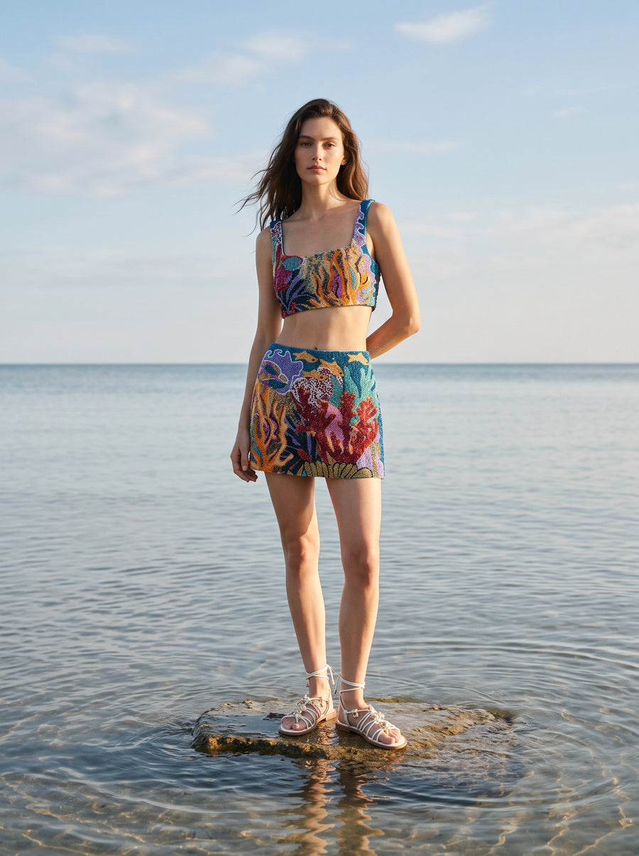 Coastal Blue Coral Co-ord Top