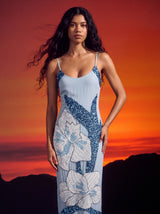 Delilah Beaded Dress Blue Oceanus x By Poppy in Stock