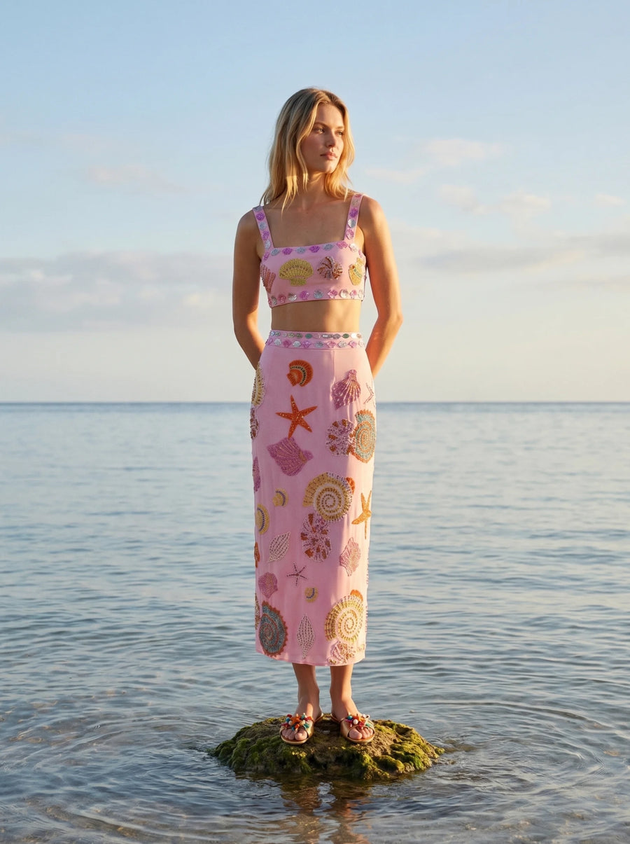 Shop New York Hand-Embroidered Skirt - Oceanus