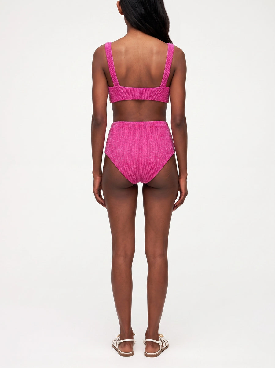 Oceanus x Zandra Rhodes Swirlshell Beaded Bikini Bottom Fuschia