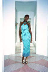 Dolphin Aqua Halterneck Maxi Dress