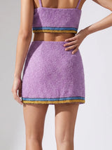 Monni Co-ord Purple Hand Embroidered Crystal Skirt