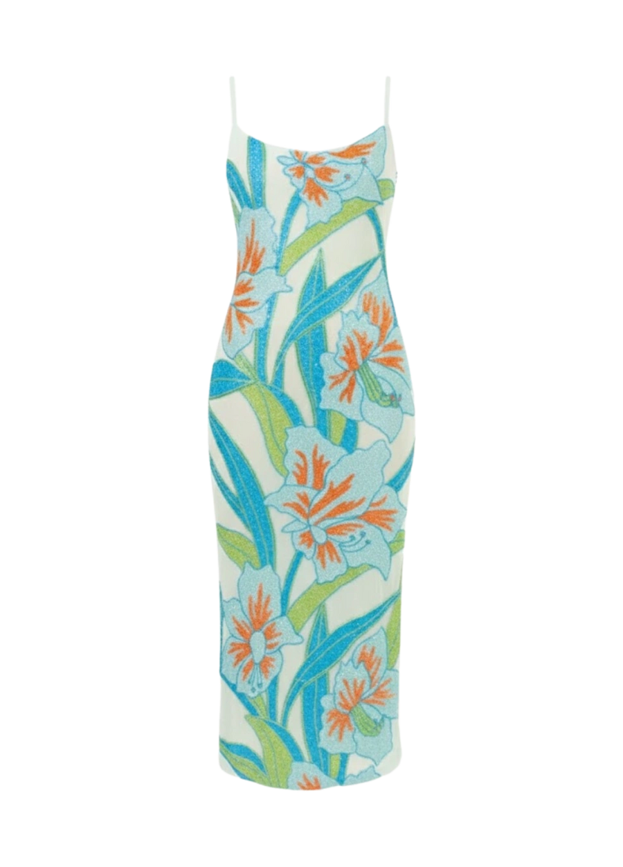 Delilah Blue Floral Midi Dress Oceanus x By Poppy