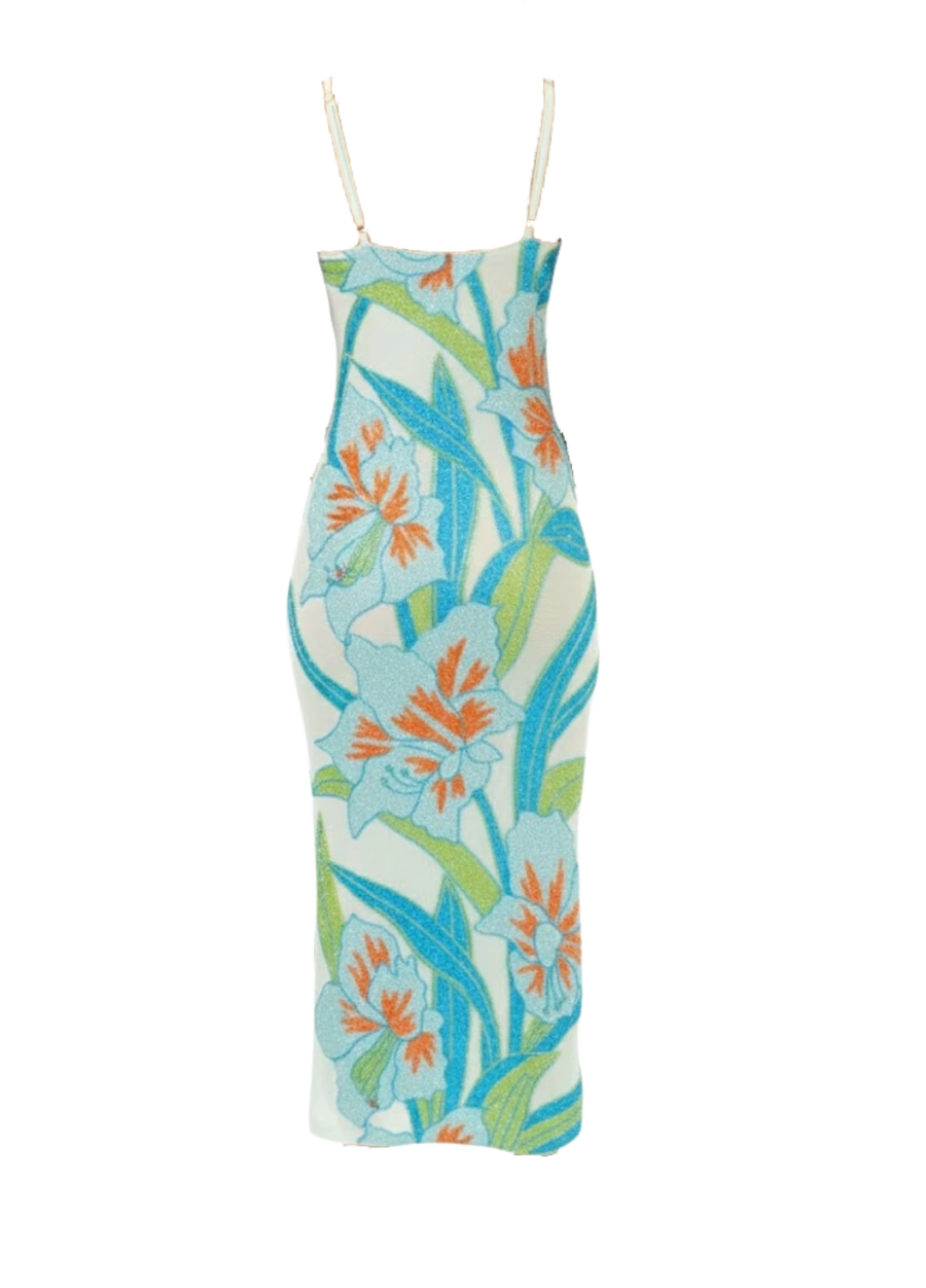 Delilah Blue Floral Midi Dress Oceanus x By Poppy