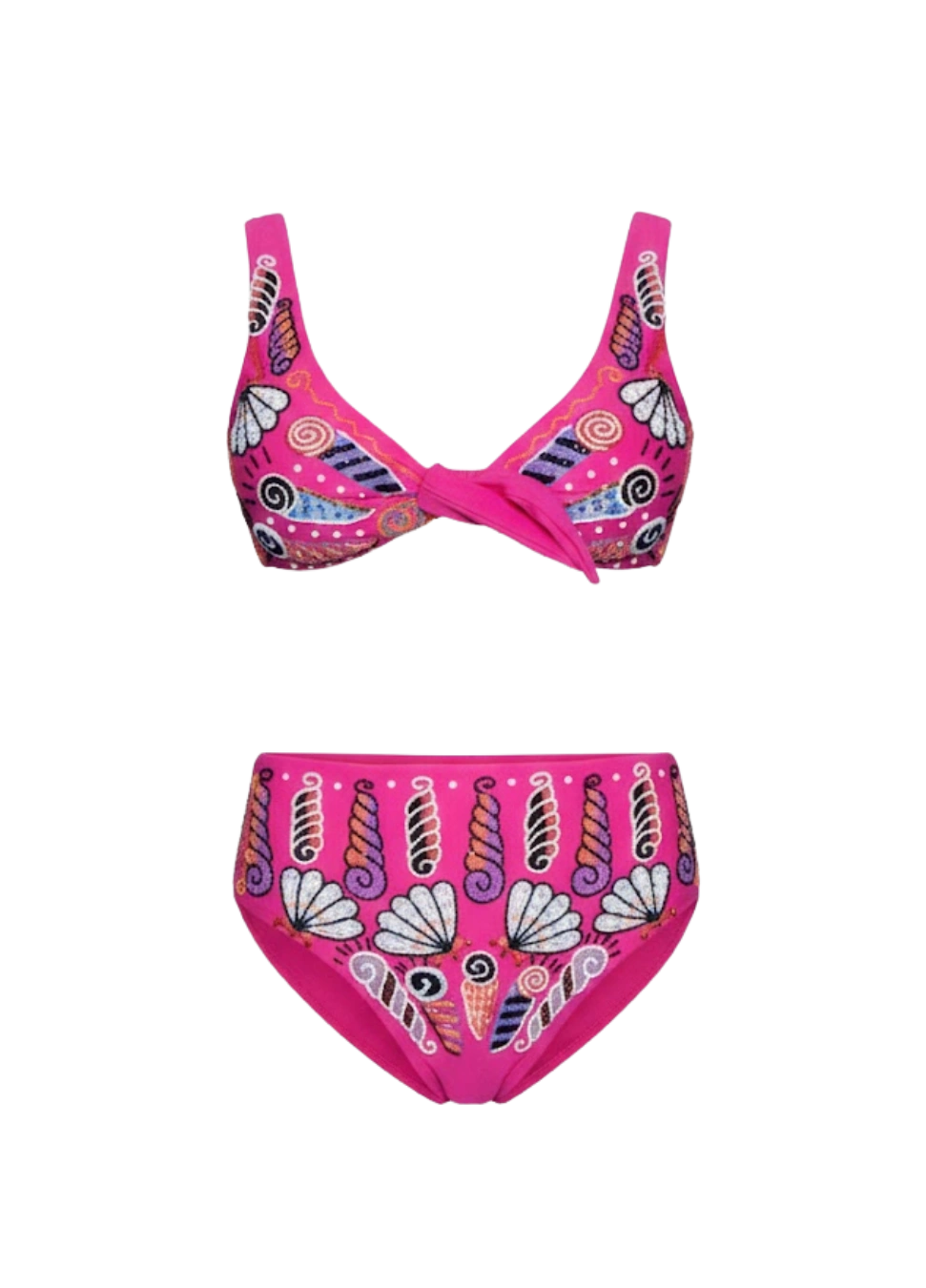 Oceanus x Zandra Rhodes Nebula Shell Bikini Top Fuchsia