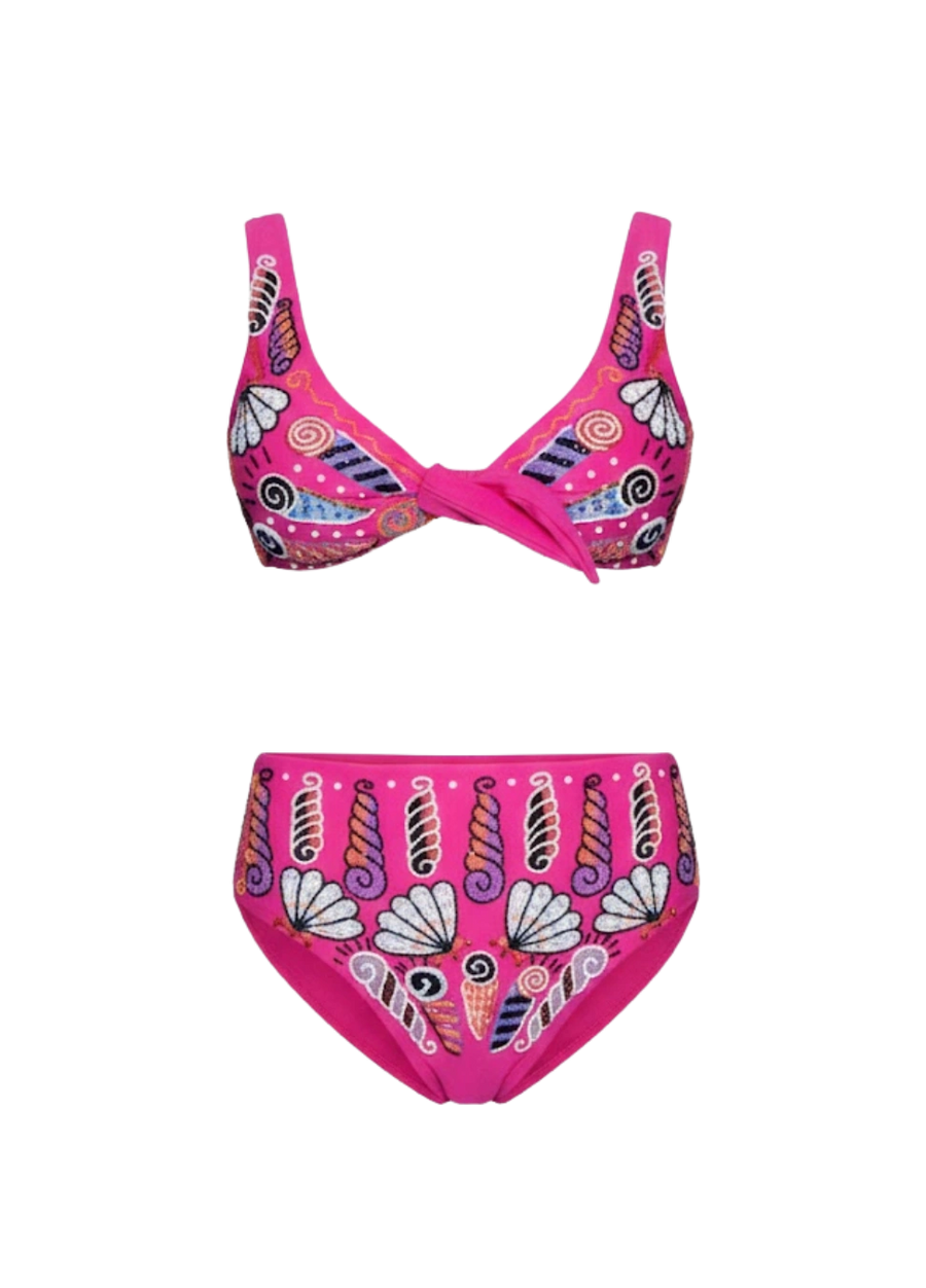 Oceanus x Zandra Rhodes Nebula Shell Bikini Top - Fuchsia