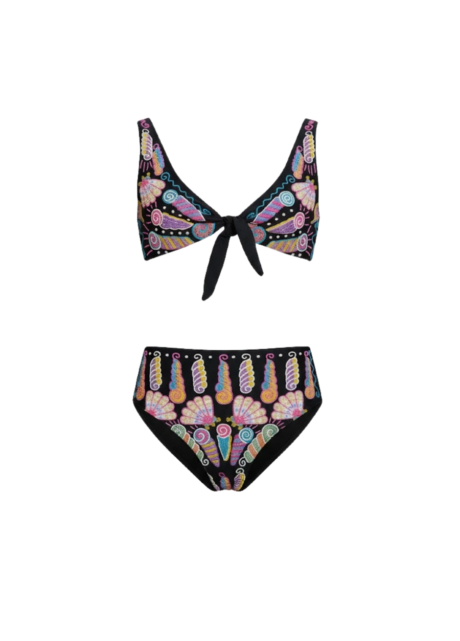 Oceanus x Zandra Rhodes Nebula Shell Bikini Bottom - Black