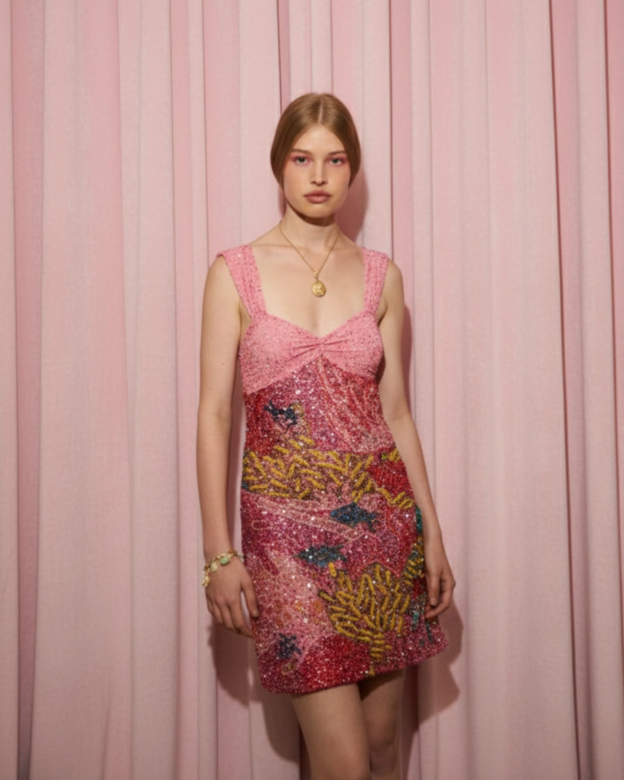 Coral Dreamscape Dress