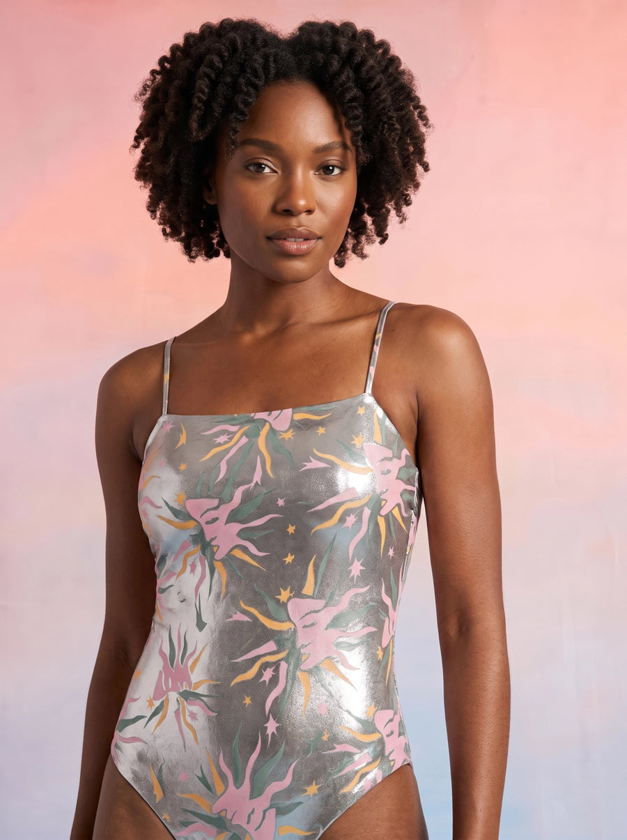 Sunface Swimsuit Silver Swimsuit