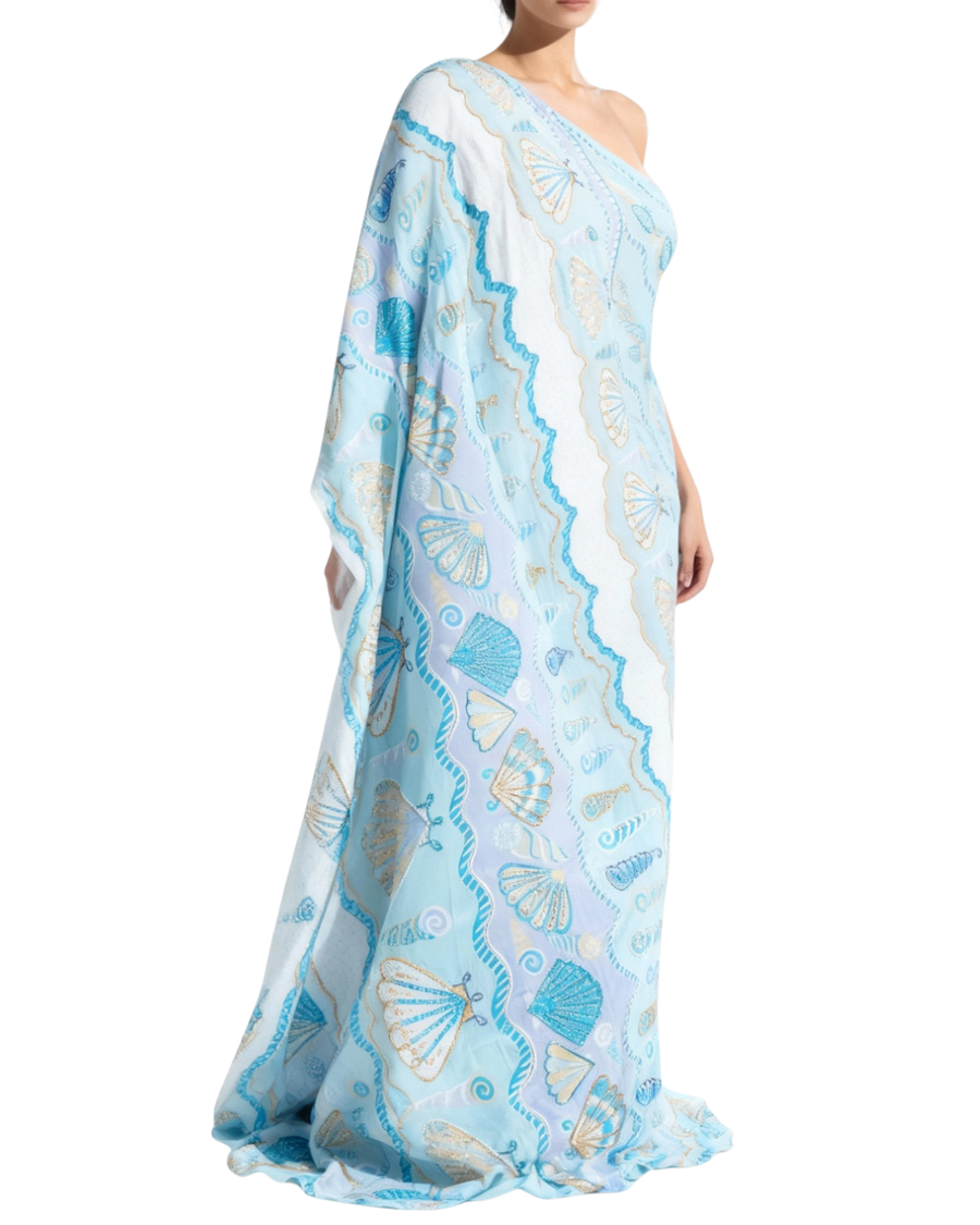Oceanus x Zandra Rhodes Dreamy Kaftan Dress in Blue