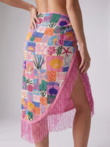 Starfish Mosaic Tasseled Pink Midi Sarong