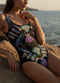 Oceanus x Zandra Rhodes Dreamy Dreamy One Piece Shell Swimsuit Black