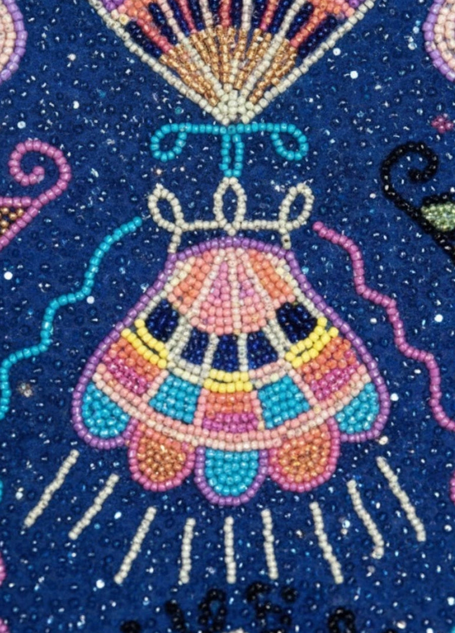 Oceanus x Zandra Rhodes Dream Shell Hand Beaded Swimsuit - Purple