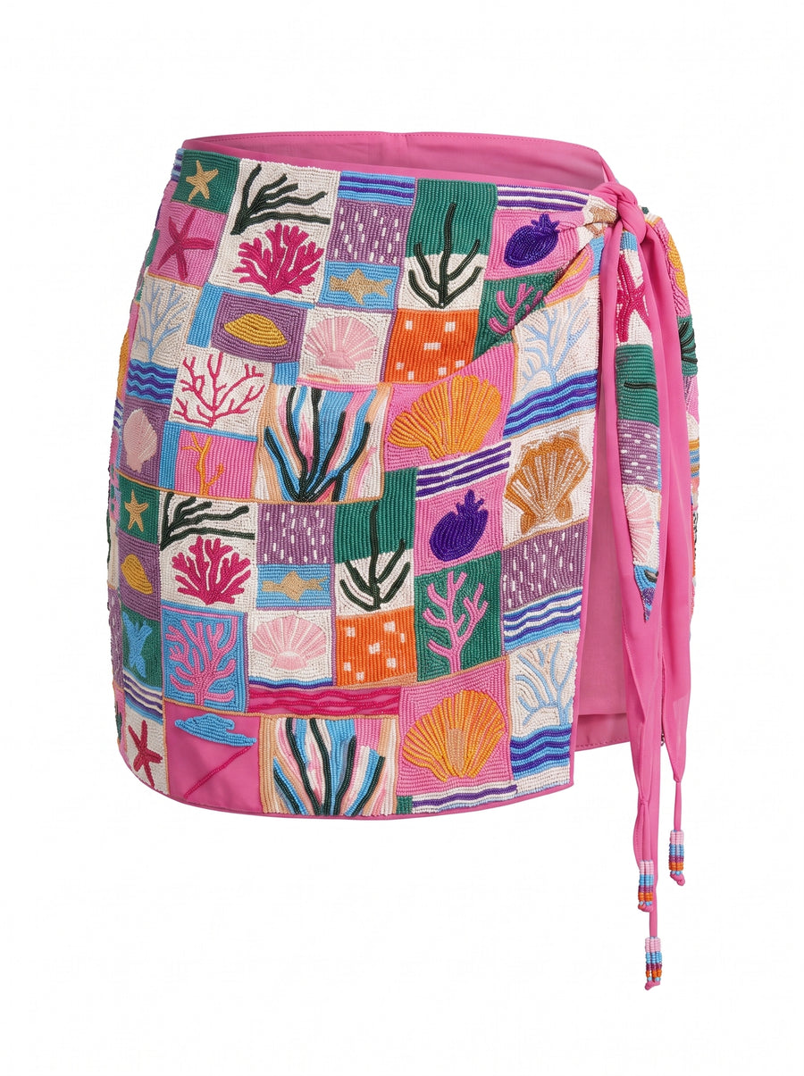 Starfish Mosaic Basic Pink Embroidered Mini Sarong