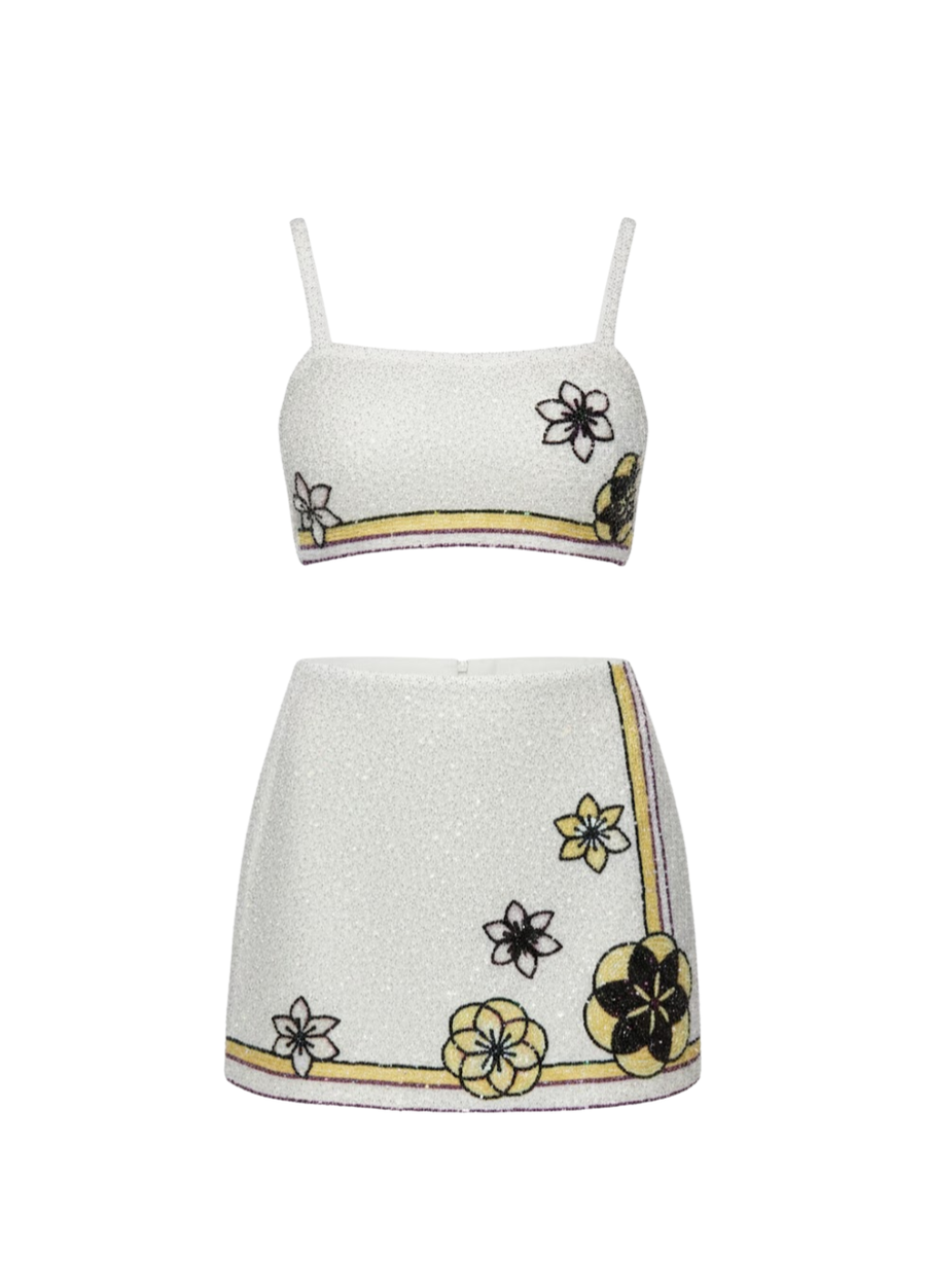 Mei Flattering Summer Luxe Co-ord Skirt - White