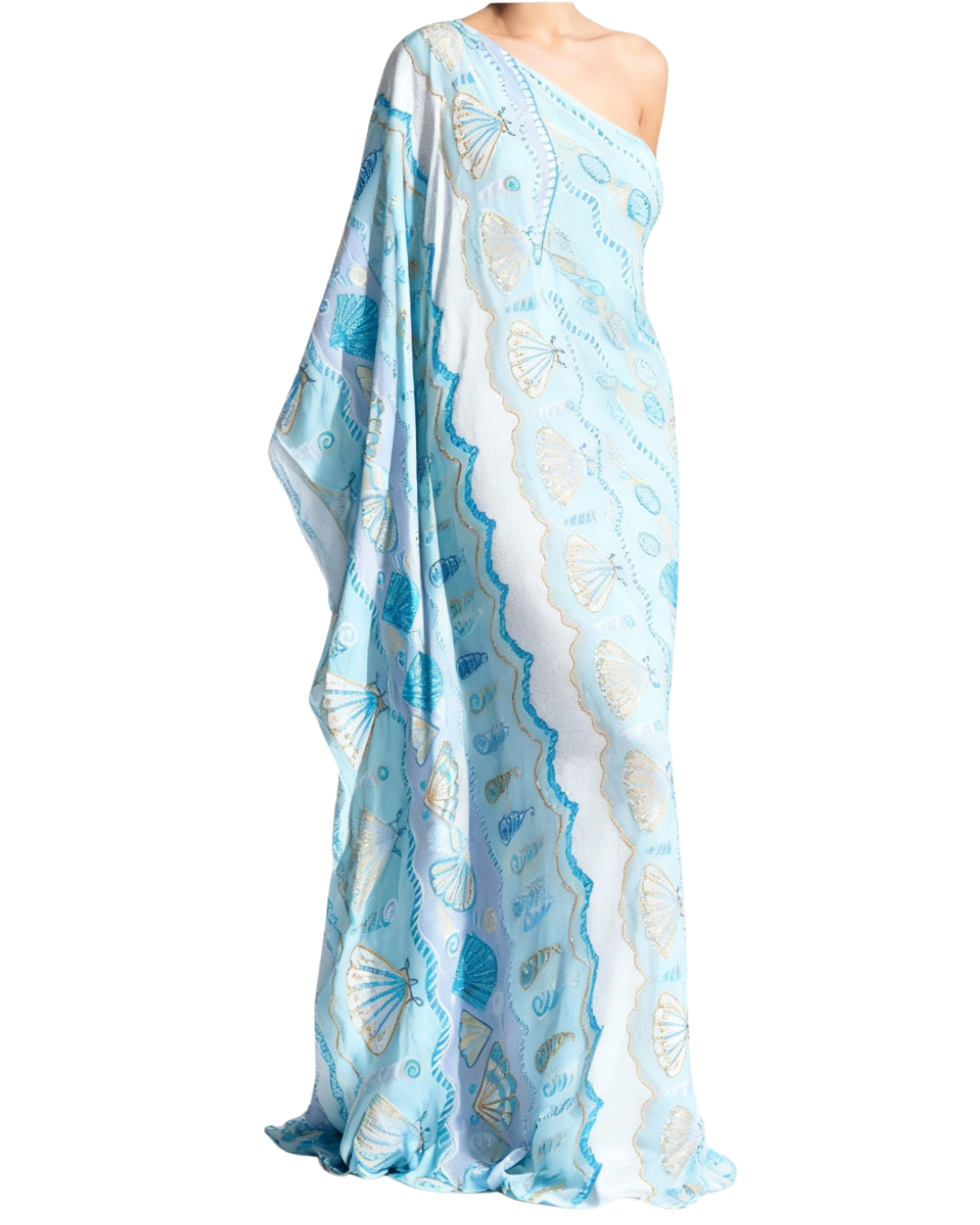 Oceanus x Zandra Rhodes Dreamy Kaftan Dress in Blue