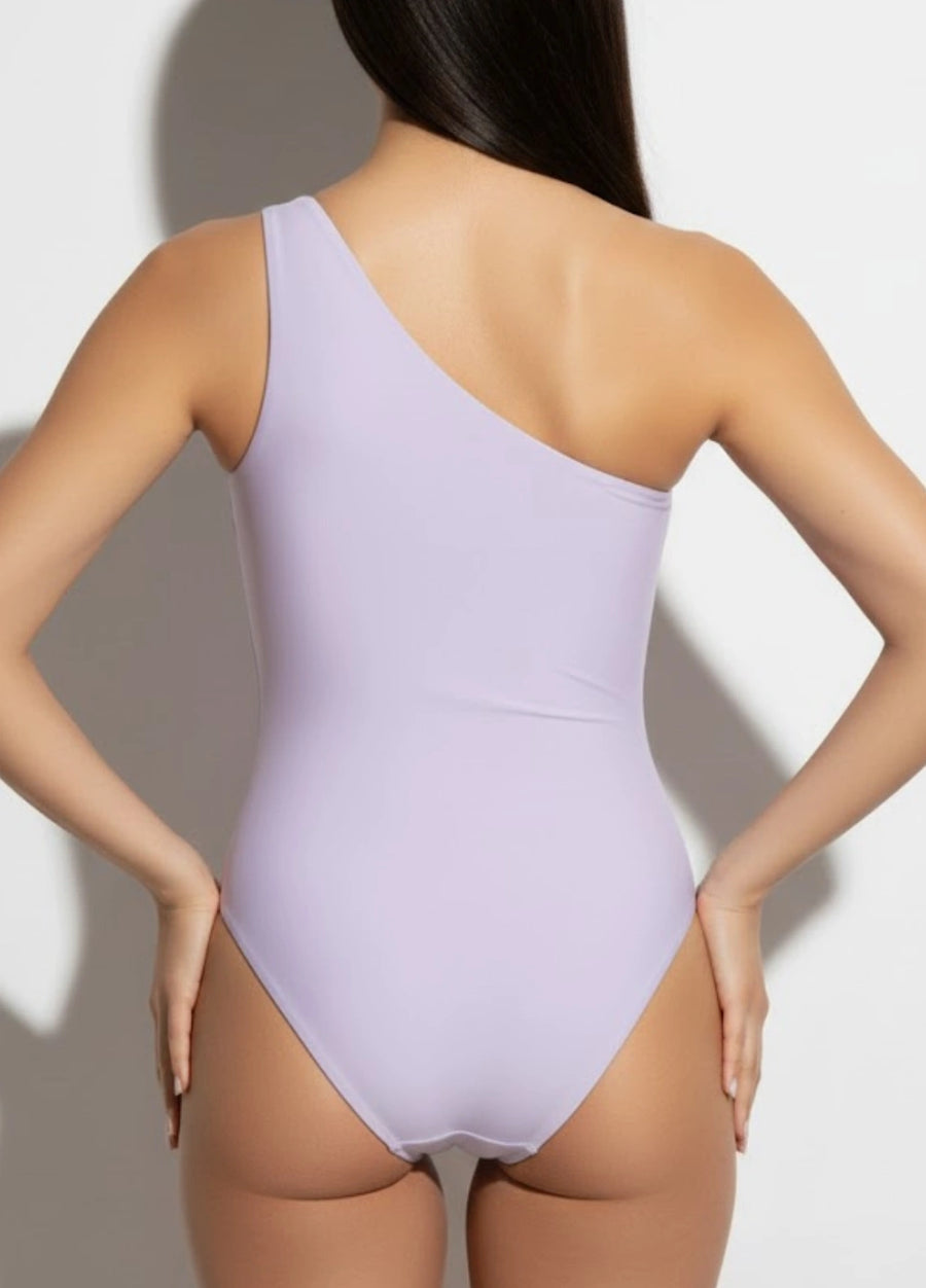 Oceanus x Zandra Rhodes Nebula One Shoulder Swimsuit Purple