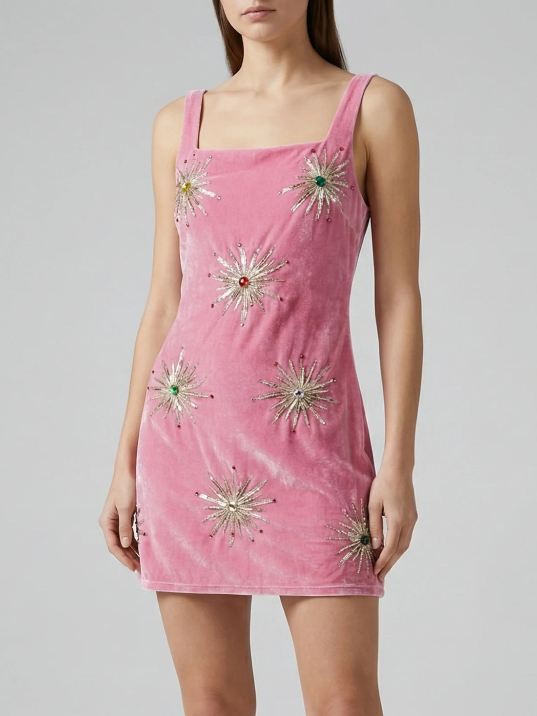 Callie Luxury Embellished Party Dress Pink