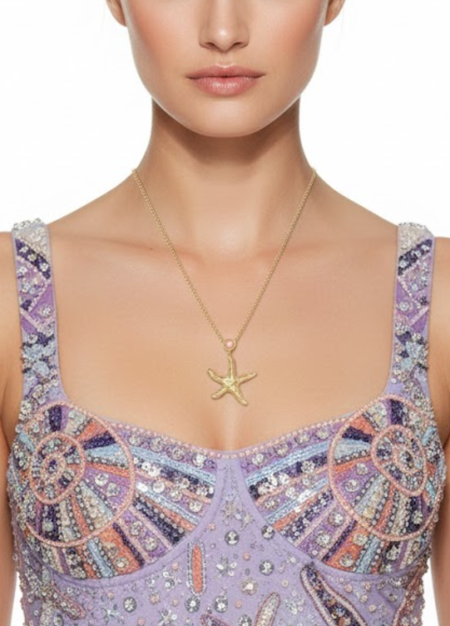 Pearl Drop Starfish Necklace