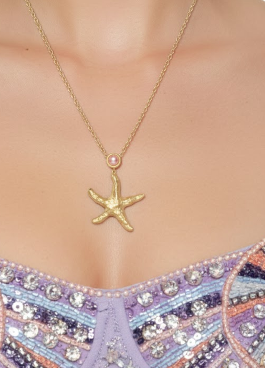 Pearl Drop Starfish Necklace