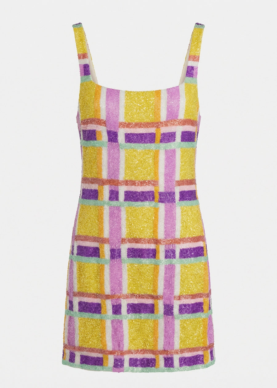 Colorful checkered dress on a white background
