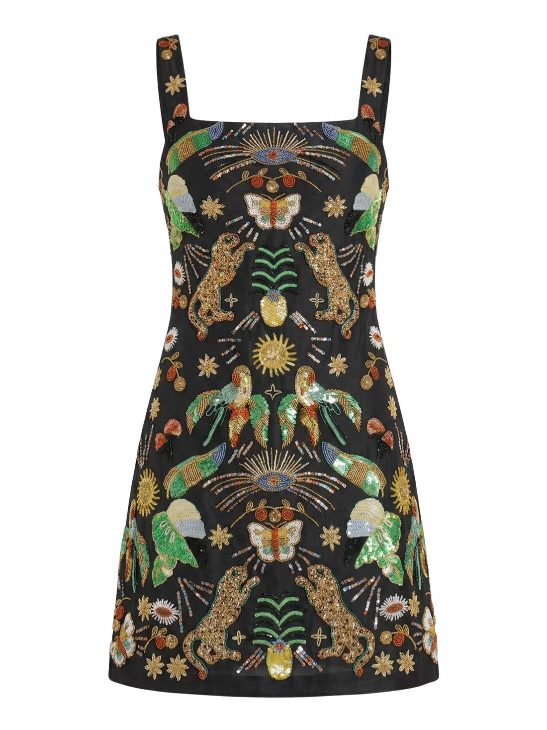 Aurelia Embroidered Luxury Mini Dress Black