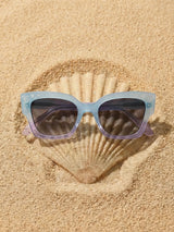 Oceanus x SOJOS Melody Sunglasses Blue