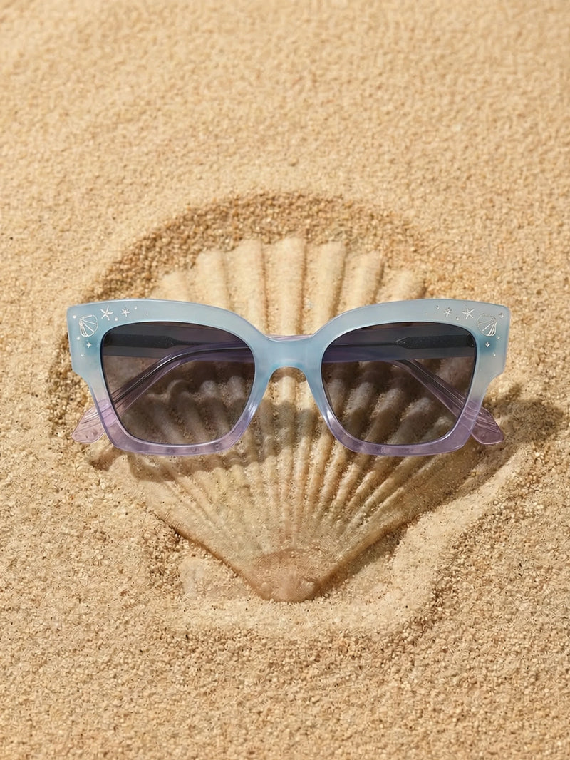 Oceanus x SOJOS Melody Sunglasses Blue