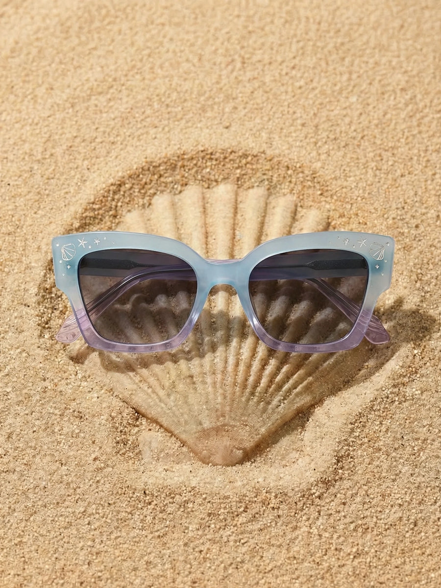 Oceanus x SOJOS Melody Sunglasses Blue