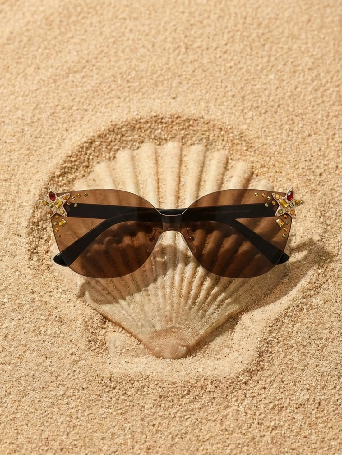 Oceanus x SOJOS Glowheart Sunglasses Brown