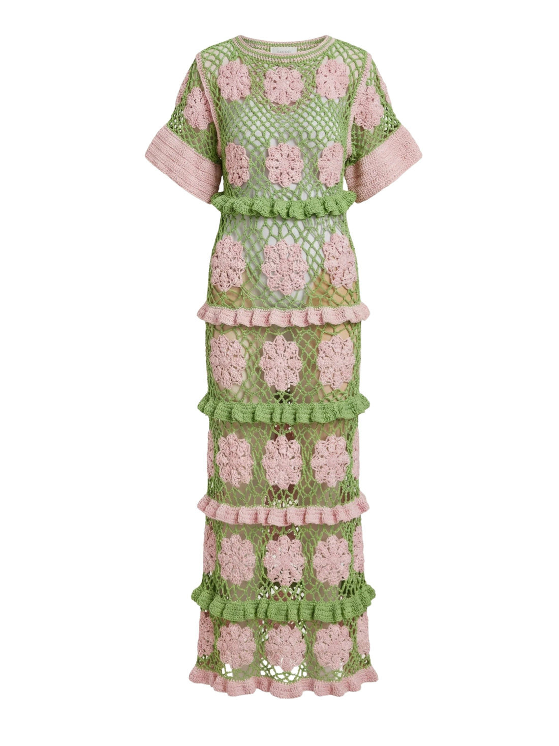 Elle Crochet Dress Green/Pink
