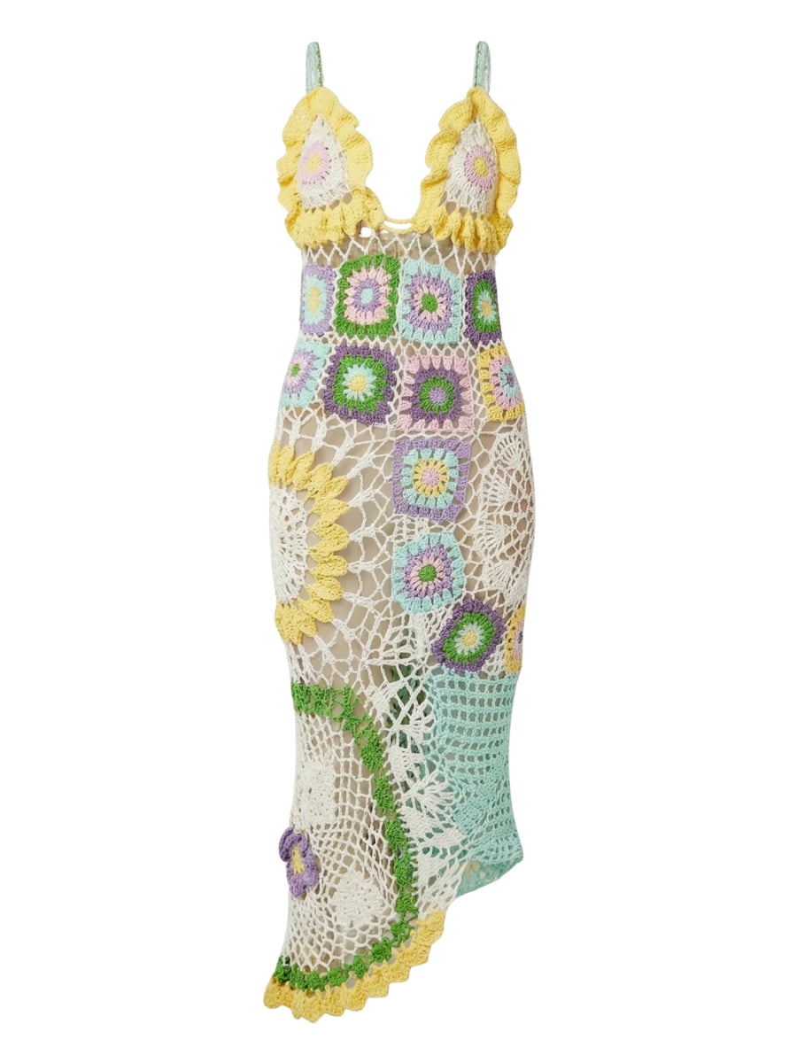 Octavia Crochet Party Dress Multi-Coloured