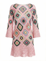 Spring Pink Crochet Dress