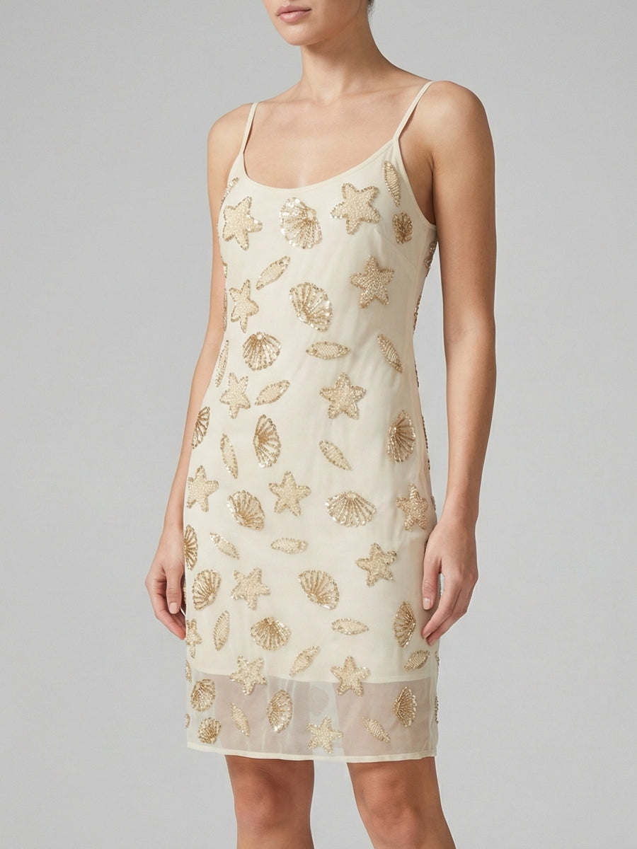 Ivory Seashell Motif Slip Dress