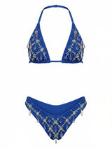Calliope Luxury Crystal Bikini Top - Blue Electric