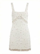 Posy White Beaded Mini Dress